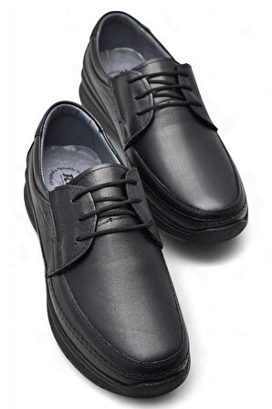 5884 Ortopedik Taban Siyah Hakiki Deri Erkek Ayakkabı Mevsimlik