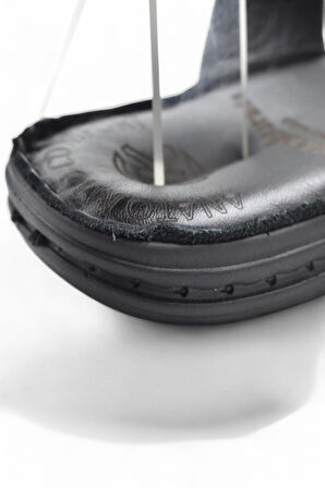 089 Puff Ortopedik Taban Günlük Hakiki Deri Erkek Terlik Erkek Kapalı Terlik