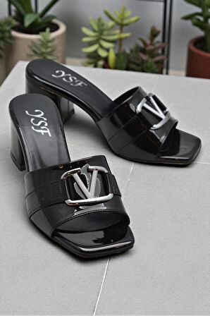 200V Düz Model 5cm Kadın Topuklu Terlik Ayakkabı Düğün Nişan Abiye