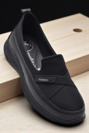 106 Streçli Taşlı Ortopedik Taban Günlük Kadın Ayakkabı Babet Casual Günlük Ayakkabı