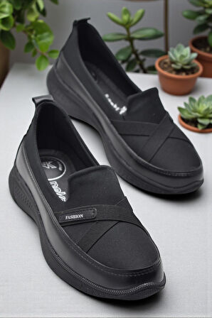 106 Streçli Taşlı Ortopedik Taban Günlük Kadın Ayakkabı Babet Casual Günlük Ayakkabı