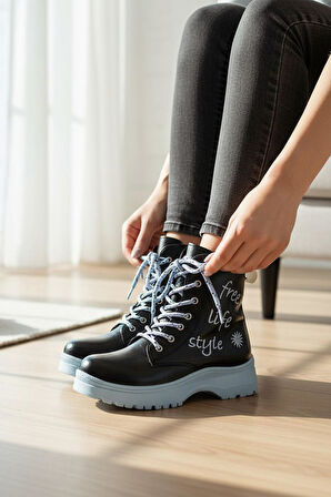 258 Ortopedik Bağcıklı Fermuarlı Kız Çocuk Bot Ayakkabı Kürklü Kız Çocuk Bot 