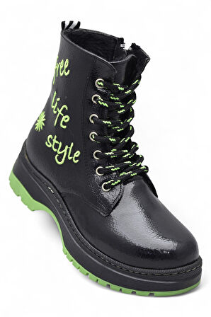 258 Ortopedik Bağcıklı Fermuarlı Kız Çocuk Bot Ayakkabı Kürklü Kız Çocuk Bot 