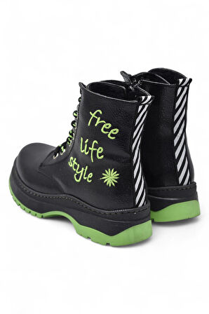 258 Ortopedik Bağcıklı Fermuarlı Kız Çocuk Bot Ayakkabı Kürklü Kız Çocuk Bot 