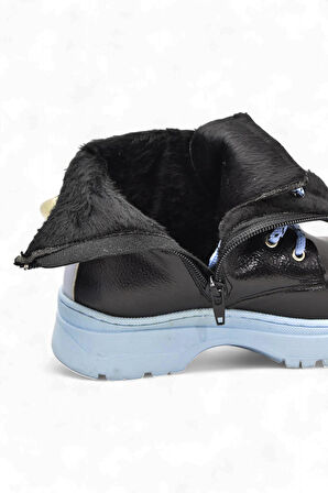 258 Ortopedik Bağcıklı Fermuarlı Kız Çocuk Bot Ayakkabı Kürklü Kız Çocuk Bot 