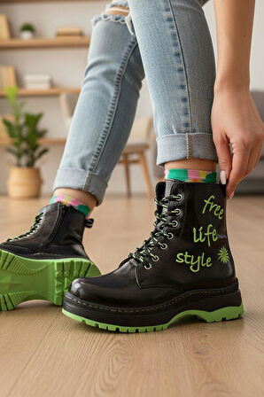 258 Ortopedik Bağcıklı Fermuarlı Kız Çocuk Bot Ayakkabı Kürklü Kız Çocuk Bot 