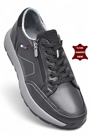 1751 Tam Ortopedik Taban Hakiki Deri Erkek Ayakkabı Fermuarlı Erkek Ayakkabı