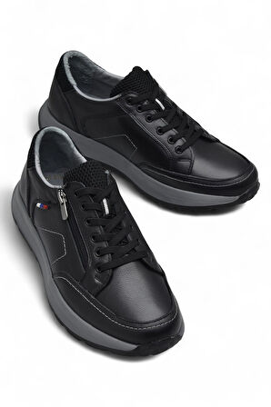 1751 Tam Ortopedik Taban Hakiki Deri Erkek Ayakkabı Fermuarlı Erkek Ayakkabı