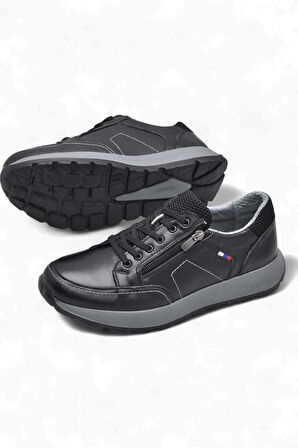 1751 Tam Ortopedik Taban Hakiki Deri Erkek Ayakkabı Fermuarlı Erkek Ayakkabı