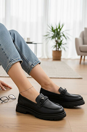 812-L Rahat Taban Günlük Siyah Kadın Laofer Ayakkabı Casual Kadın Ayakkabı Rugan