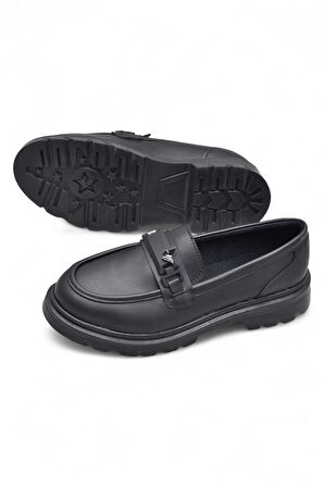 812-L Rahat Taban Günlük Siyah Kadın Laofer Ayakkabı Casual Kadın Ayakkabı Rugan