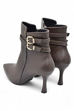 569F Günlük Fermuarlı Kadın Topuklu Bot Ayakkabı İnce Topuk Klasik Topuklu Kadın Bot 