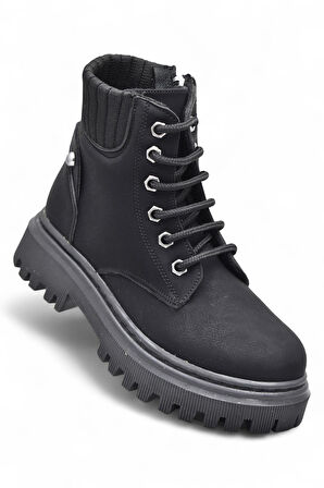 236 Ortopedik Bağcıklı Fermuarlı Kız Çocuk Bot Ayakkabı İçi Yünlü Kız Çocuk Botu