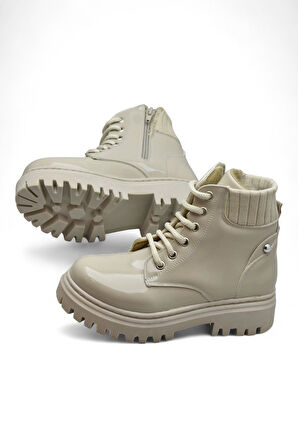 236 Ortopedik Bağcıklı Fermuarlı Kız Çocuk Bot Ayakkabı İçi Yünlü Kız Çocuk Botu