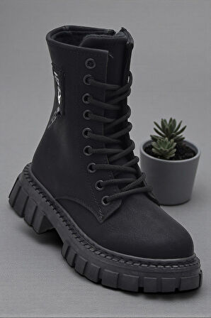 2396 Ortopedik Bağcıklı Fermuarlı Kız Çocuk Bot Ayakkabı İçi Yünlü Kız Çocuk Botu