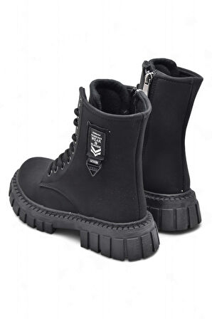 2396 Ortopedik Bağcıklı Fermuarlı Kız Çocuk Bot Ayakkabı İçi Yünlü Kız Çocuk Botu