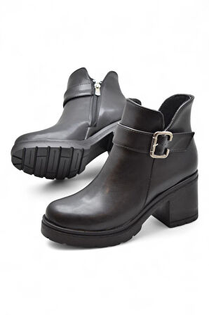 4560 Kadın Bot Ayakkabı Kaymaz Taban Fermuarlı Bağcıklı Günlük Kadın Bot