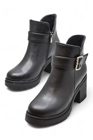 4560 Kadın Bot Ayakkabı Kaymaz Taban Fermuarlı Bağcıklı Günlük Kadın Bot