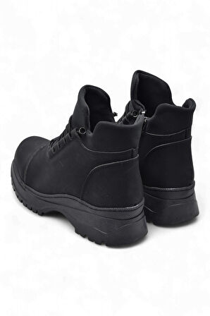 4561 Kadın Bot Ayakkabı Kaymaz Taban Fermuarlı Bağcıklı Günlük Kadın Bot