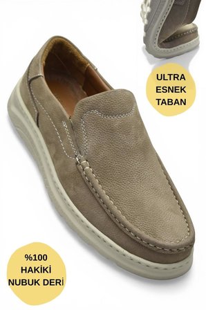 2107 Tam Ortopedik Taban %100 Hakiki Deri Erkek Ayakkabı Bağcıksız Yazlık Erkek Ayakkabı