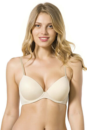 Kadın Ekru Basic Angelina Micro Kaplı Push-Up Sütyen 7050