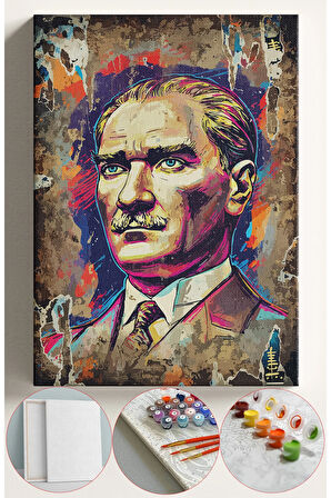 Sayılarla Boyama Seti Numaralı Tuval Fırça Boya 40x50 Cm - ATAM