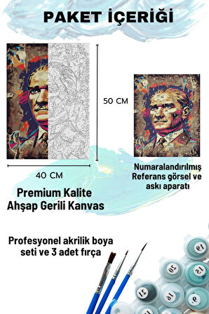 Sayılarla Boyama Seti Numaralı Tuval Fırça Boya 40x50 Cm - ATAM