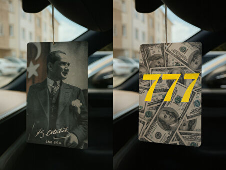 Atatürk ve Dolar Manifest 777 - İkili Oto Kokusu - Dekoratif Araç Kokusu ve Aksesuarı