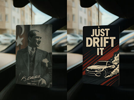 Atatürk ve Just Drift It - İkili Oto Kokusu - Dekoratif Araç Kokusu ve Aksesuarı