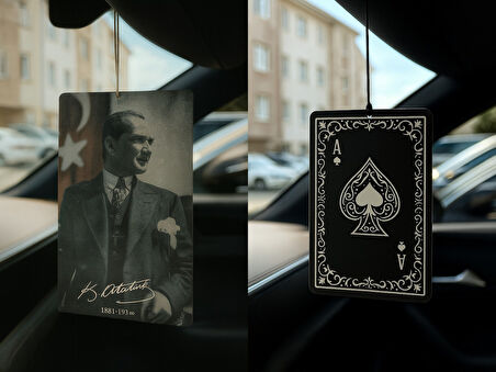 Atatürk ve Maça As - İkili Oto Kokusu - Dekoratif Araç Kokusu ve Aksesuarı