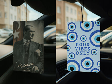 Atatürk ve Nazar Boncuğu - İkili Oto Kokusu - Dekoratif Araç Kokusu ve Aksesuarı