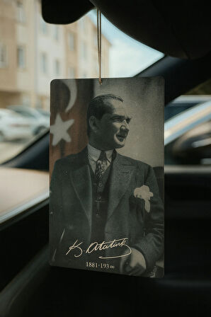 Atatürk Portresi ve İmzası Oto Kokusu - Dekoratif Araç Kokusu ve Aksesuarı