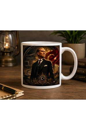 Atatürk Serisi | En Büyük Eserim Cumhuriyettir | Atatürk Temalı Çift Taraflı Baskılı Seramik Kupa | 300 ML