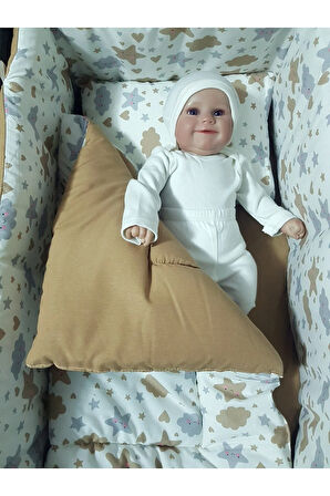 45x85 Keten Tenteli Portatif Beşik ve Uyku Seti - Silinebilir Lüks Keten Fileli