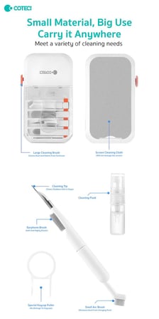 Premium COTECi 14'ü 1 Arada Klavye Telefon Kulaklık Laptop Temizlik Kiti Masa Pratik Hediye
