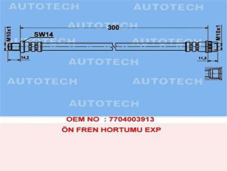 Autotech TRM02 Ön Fren Hortumu Master II-Movano 00 ABS'li 8200196055