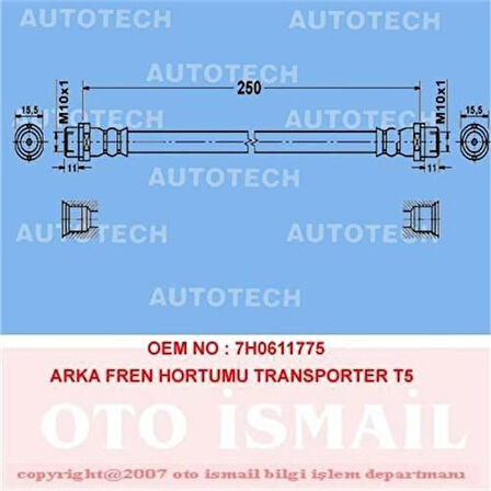 Autotech TVT14 Arka Fren Hortumu Transporter T5 7HO611776B