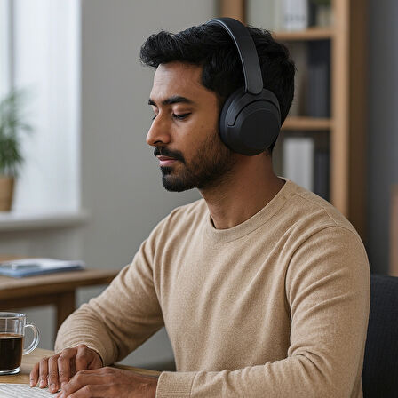 Kablosuz Bluetooth 5.3 Kulak Üstü Kulaklık | Aktif Gürültü Engelleme, Ekstra Bass, 50 Saat Pil Ömrü, Mikrofonlu