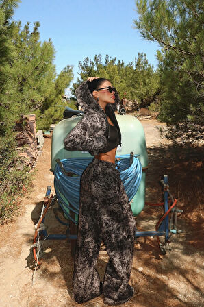 Siyah Joelle Desenli Eşofman Takım ATE-3642