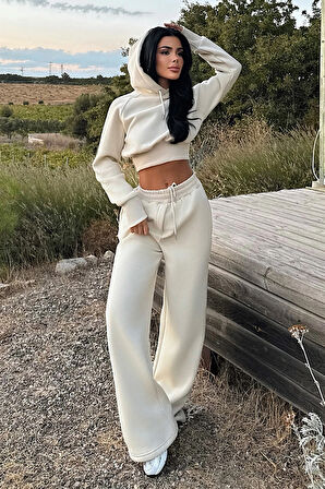 Füme Scarf Kapşonlu Eşofman Takım ATE-3704