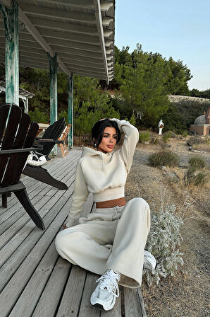 Füme Scarf Kapşonlu Eşofman Takım ATE-3704