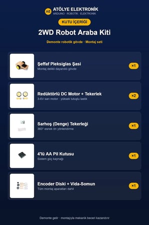 2WD Robot Araba Kiti (Demonte Robotik Gövde)