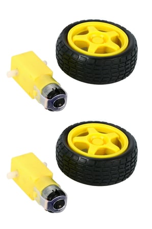 3-6V Redüktörlü Arduino Uyumlu DC Sarı Motor ve Tekerlek - 2'li Set