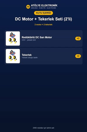 3-6V Redüktörlü Arduino Uyumlu DC Sarı Motor ve Tekerlek - 2'li Set