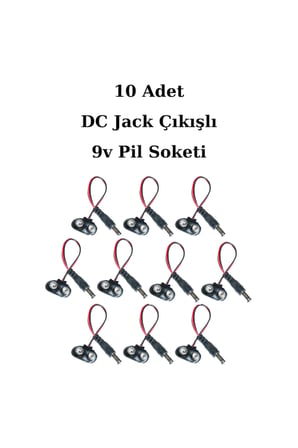 DC Jack Çıkışlı 9v Pil Soketi - Arduino Uyumlu 10 Adet