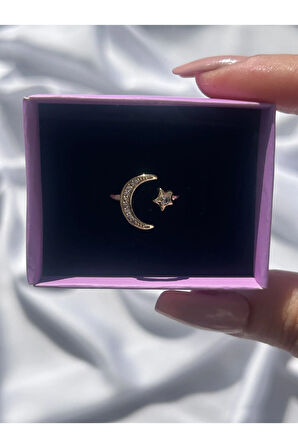 Taşlı Ay Yıldız Yüzük