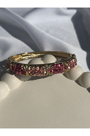 Fuşya Çiçek Kelepçe Bileklik