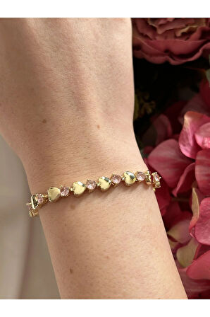 Pembe Zirkon Taş Bileklik