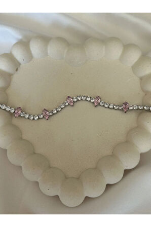 Pembe Zirkon Taş Bileklik
