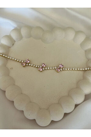 Pembe Kurdela Gold Bileklik